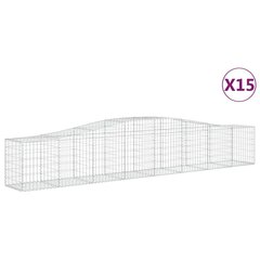 vidaXL kaarekujulised gabioonkorvid 15 tk, 400x50x60/80 cm, raud цена и информация | Заборы и принадлежности к ним | kaup24.ee