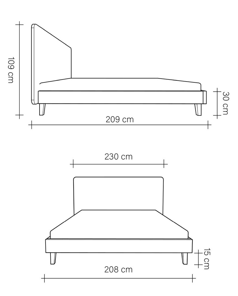 Polsterdatud voodi Slim, 200x200, beež hind ja info | Voodid | kaup24.ee