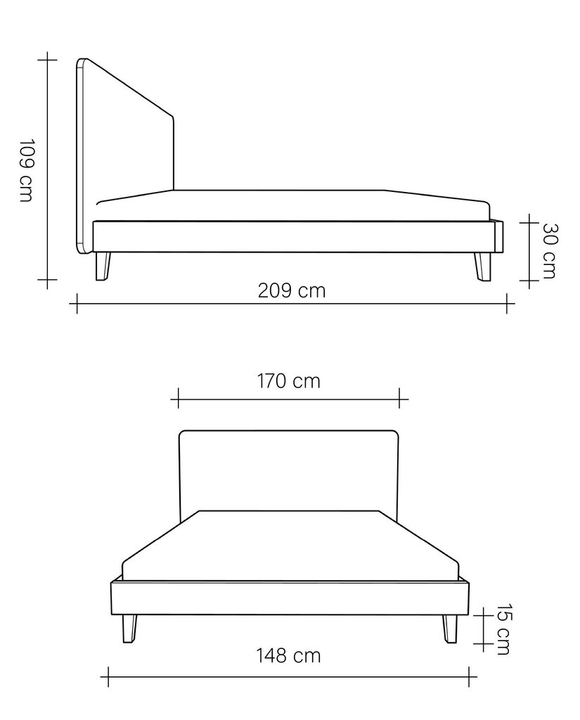 Polsterdatud voodi Slim, 140x200, beež hind ja info | Voodid | kaup24.ee