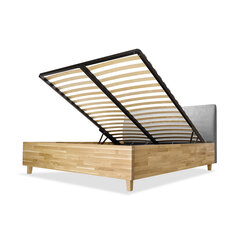 Дубовая кровать с ящиком для хранения Con, 200x200, светло-серый цена и информация | Кровати | kaup24.ee