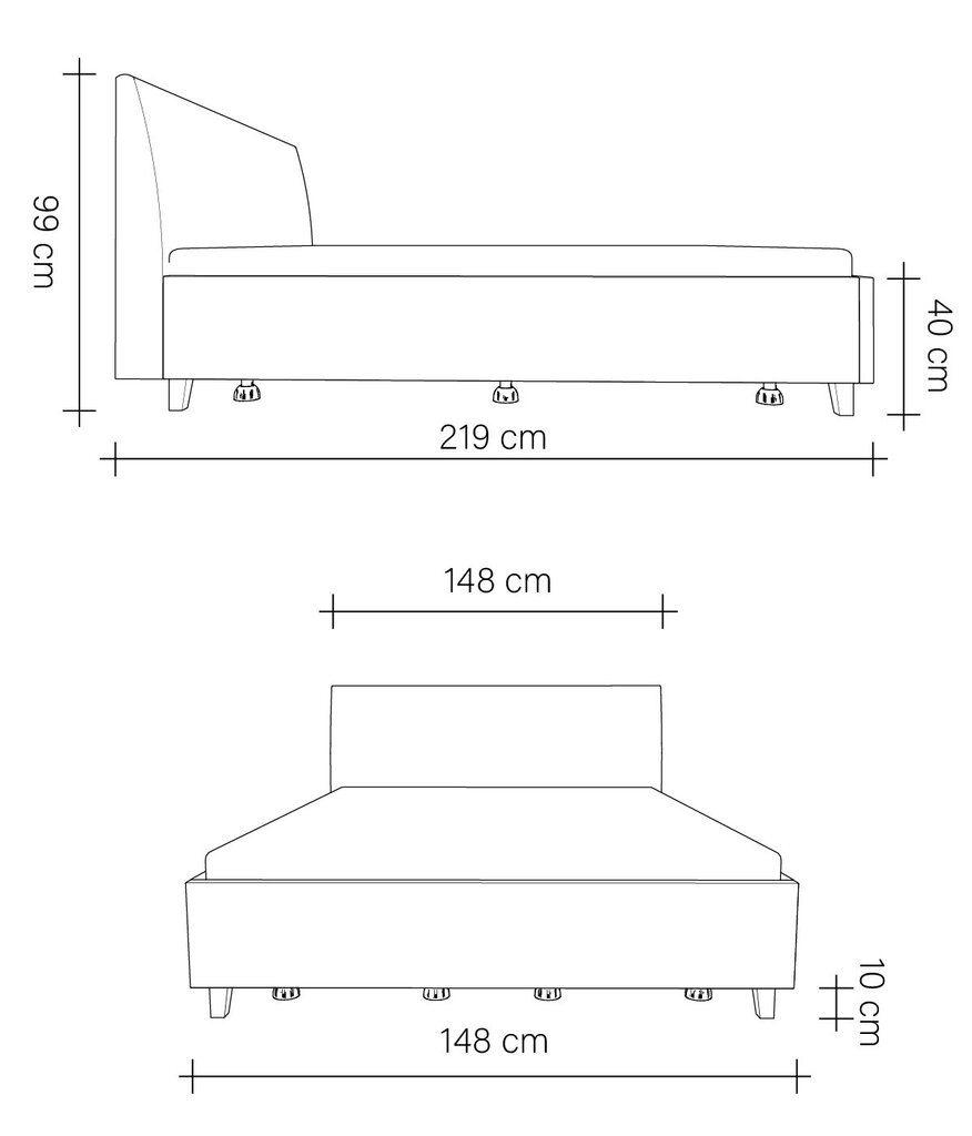 Polsterdatud voodi koos panipaigaga Con, 140x200, helehall цена и информация | Voodid | kaup24.ee