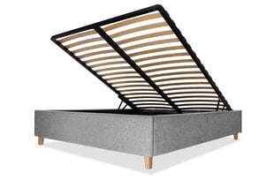 Кровать с обивкой с ящиком для хранения Flat, 200x200, светло-серый цена и информация | Кровати | kaup24.ee