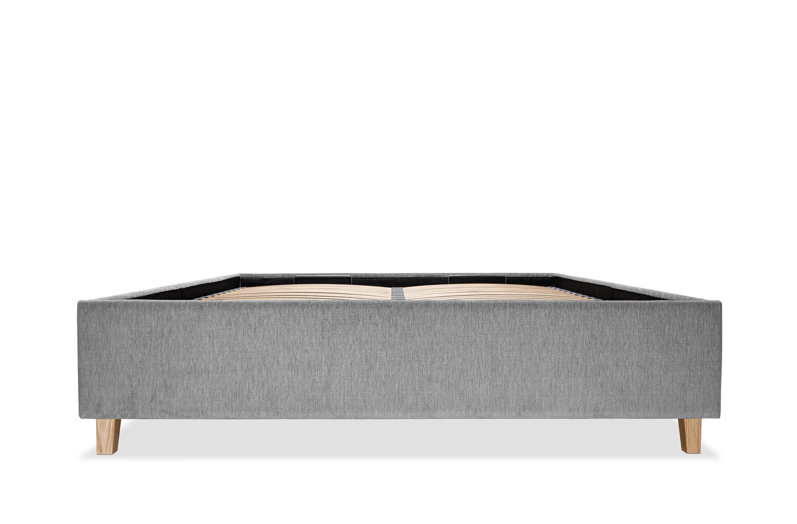 Polsterdatud voodi koos panipaigaga Flat, 200x200, helehall hind ja info | Voodid | kaup24.ee