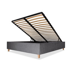 Кровать с обивкой с ящиком для хранения Flat, 200x200, серый цена и информация | Кровати | kaup24.ee
