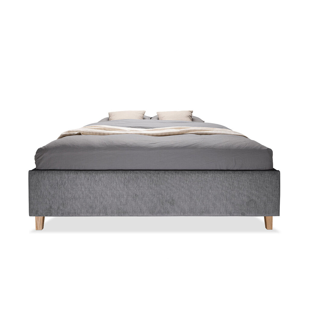 Polsterdatud voodi koos panipaigaga Flat, 200x200, hall hind ja info | Voodid | kaup24.ee