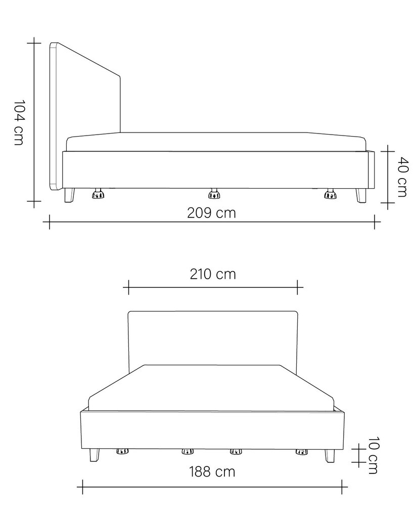 Sahtliga, polsterdatud voodi Slim, 180x200, helehall hind ja info | Voodid | kaup24.ee