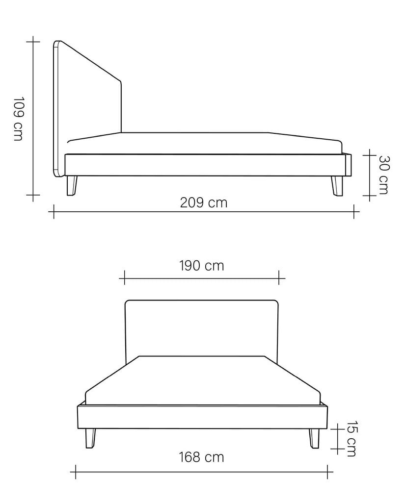 Polsterdatud voodi Slim, 160x200, hall hind ja info | Voodid | kaup24.ee