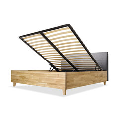 Дубовая кровать с ящиком для хранения Con, 140x200, серый цена и информация | Кровати | kaup24.ee