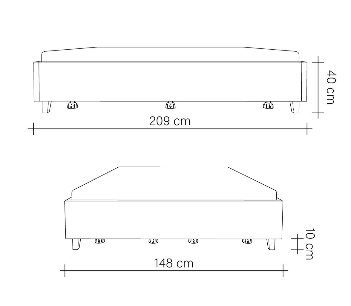 Polsterdatud voodi koos panipaigaga Flat, 140x200, helehall hind ja info | Voodid | kaup24.ee