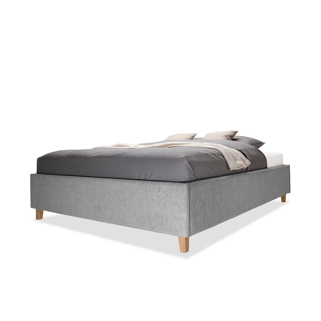 Polsterdatud voodi koos panipaigaga Flat, 140x200, helehall hind ja info | Voodid | kaup24.ee