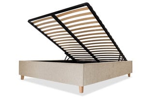 Кровать с обивкой с ящиком для хранения Flat, 200x200, бежевый цена и информация | Кровати | kaup24.ee
