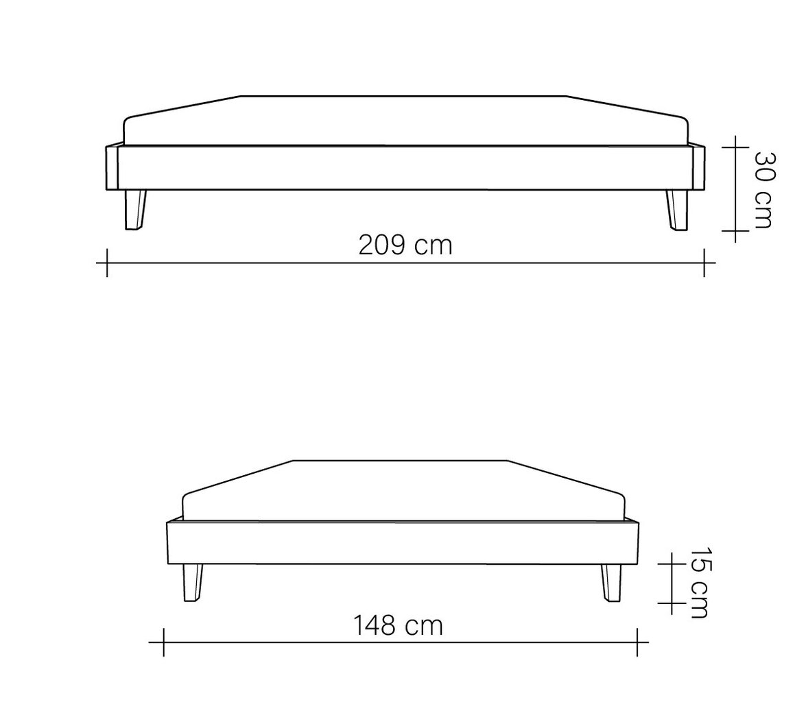 Tammepuust voodi Flat, 140x200, Natural Oil-wax цена и информация | Voodid | kaup24.ee