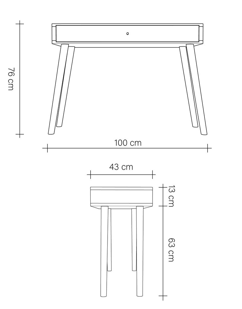 Tammepuidust tualettlaud Lili No. 1, Natural Lacquer, kuldne käepide hind ja info | Meigilauad | kaup24.ee