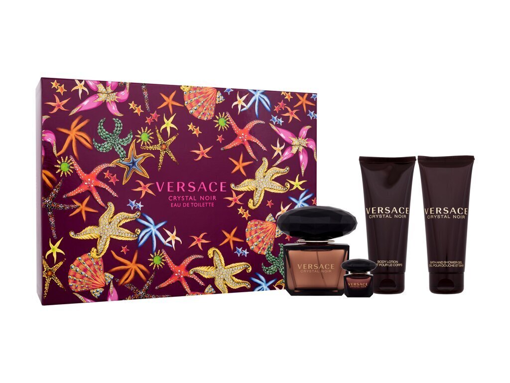 Komplekt Versace Crystal Noir: tualettvesi, 90 ml + dušigeel, 100 ml + ihupiim, 100 ml + tualettvesi, 10 ml hind ja info | Naiste parfüümid | kaup24.ee