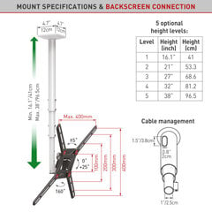 Teleri laekinnitus Barkan AL350W, 13"-65", 40 kg, 400x400 mm цена и информация | Кронштейны и крепления для телевизоров | kaup24.ee