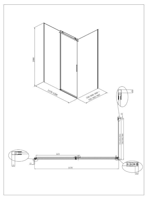 Dušikabiin ALTERNA FREE ROLLER 2.0 120x90 L hind ja info | Dušikabiinid | kaup24.ee