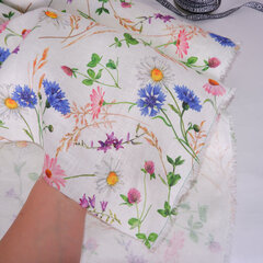Печатная льняная ткань Летние цветы цена и информация | Ткани | kaup24.ee