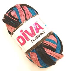 Kudumislõng Diva Flamenco 100g; värvi kirju 1M14 hind ja info | Kudumistarvikud | kaup24.ee