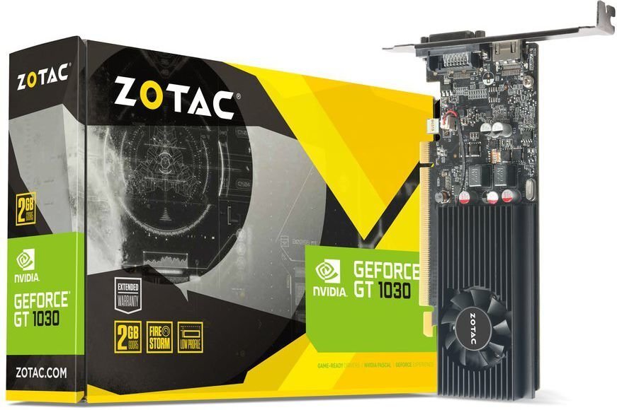 Zotac GeForce GT 1030 LP 2GB GDDR5 (64 bit), DVI-D, HDMI, BOX (ZT-P10300A-10L) цена и информация | Videokaardid (GPU) | kaup24.ee