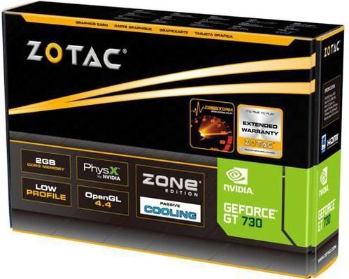 Zotac GeForce GT 730 ZONE Edition Low Profile 2GB DDR3 (64 bit) HDMI, DVI, D-Sub (ZT-71113-20L) цена и информация | Videokaardid (GPU) | kaup24.ee