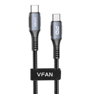 Vipfani USB-C–USB-C kaabel P07, 60 W, PD, 1,2 m, must цена и информация | Mobiiltelefonide kaablid | kaup24.ee