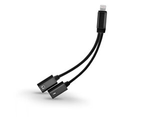 Adapter HF/audio + laadimine jaoks iPhone Lightning 8-pin/Lightning 8-pin, must цена и информация | Адаптеры и USB-hub | kaup24.ee