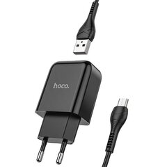 Hoco reisida laadija USB + kaabel Micro 2.1A N2 Vigour must hind ja info | Mobiiltelefonide laadijad | kaup24.ee