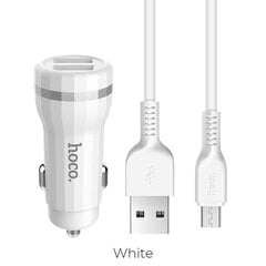 Hoco автомобильное зарядное устройство 2 x USB 2,4A + кабель Micro Z27 белый цена и информация | Зарядные устройства для телефонов | kaup24.ee