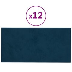 vidaXL seinapaneelid 12 tk, sinine, 60 x 30 cm, samet 2,16 m² цена и информация | Элементы декора для стен, потолка | kaup24.ee