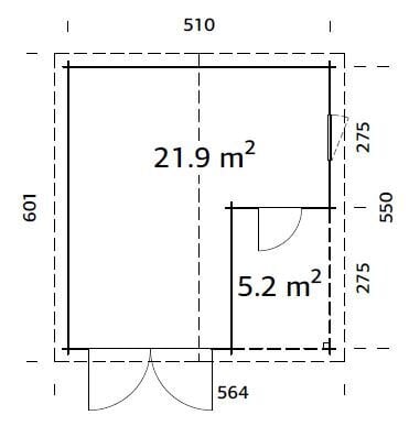 Garaaž Roger 21,9+5,2 m² puitväravaga halli puidukaitsega hind ja info | Kuurid ja aiamajad | kaup24.ee