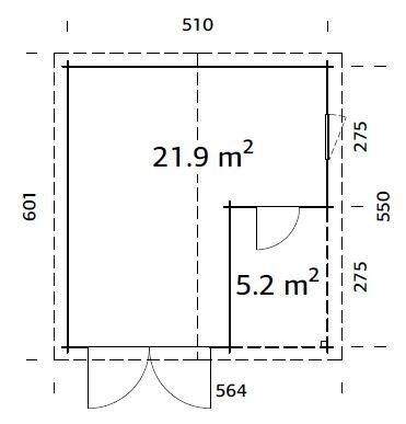 Garaaž Roger 21,9+5,2 m² puitväravaga pruuni puidukaitsega hind ja info | Kuurid ja aiamajad | kaup24.ee