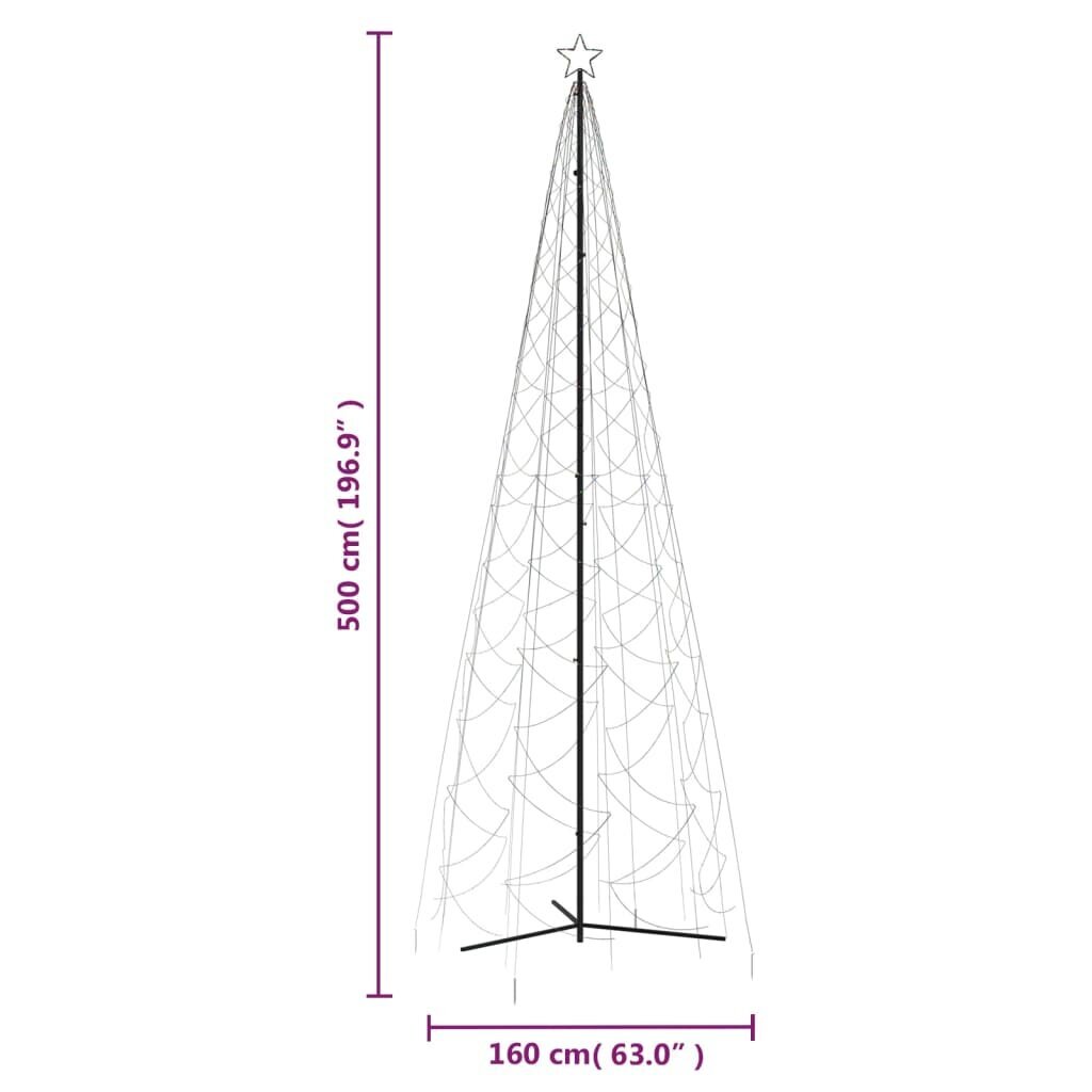 vidaXL koonusekujuline jõulupuu, värviline, 1400 LEDi, 160 x 500 cm цена и информация | Jõulukaunistused | kaup24.ee