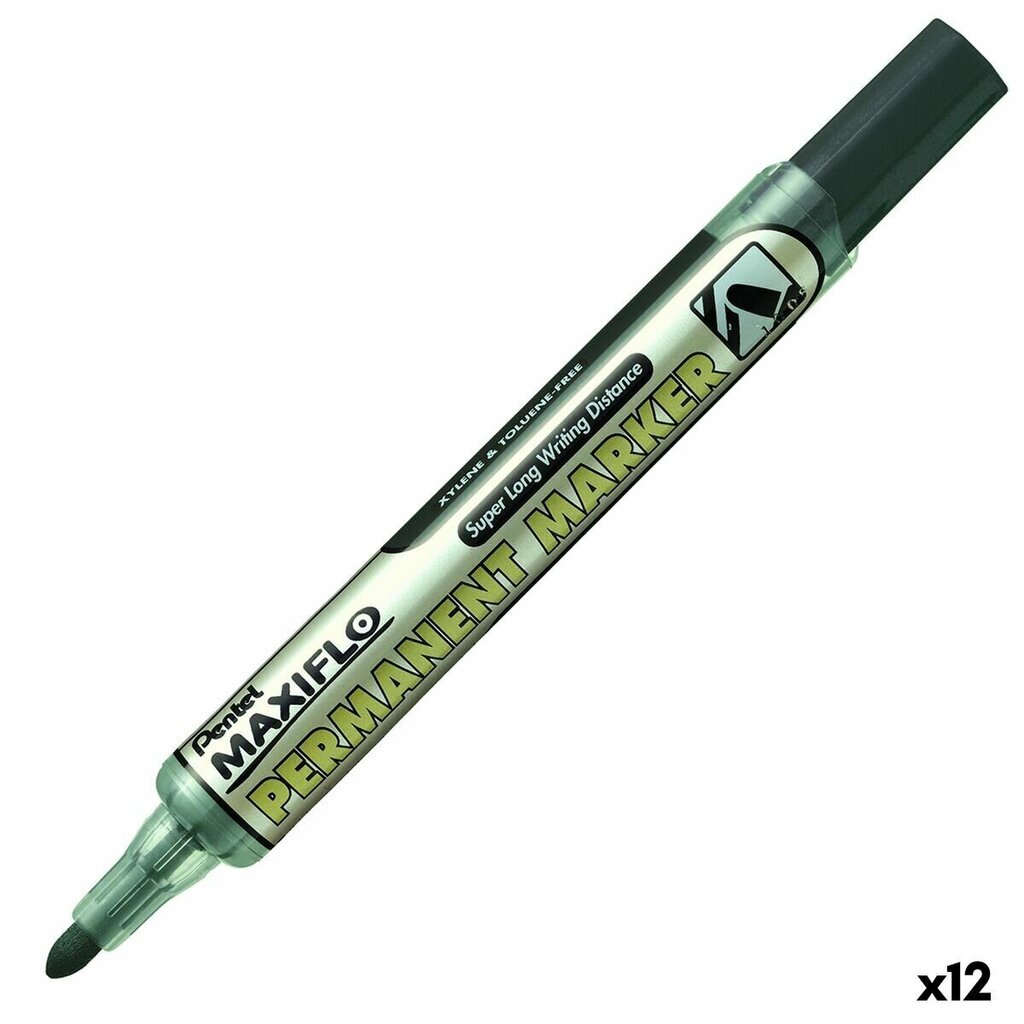 Püsimarker Pentel Maxiflo NLF50 Must 12 Ühikut hind ja info | Kirjutusvahendid | kaup24.ee