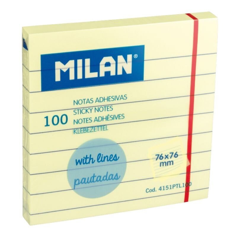 Märkmik Milan Isekleepuvad Triibuline Kollane (7,6 x 7,6 cm) hind ja info | Kirjatarbed | kaup24.ee