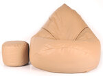 Кресло-мешок с пуфом Mega Comfort, искусственная кожа, светло-коричневое