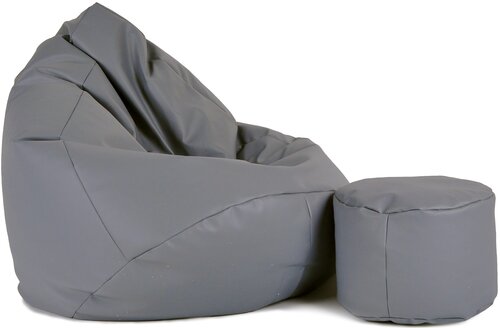 Кресло-мешок с пуфом Mega Comfort, искусственная кожа, серое цена и информация | Кресла-мешки и пуфы | kaup24.ee