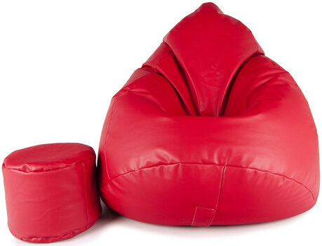 Кресло-мешок с пуфом Mega Comfort, искусственная кожа, красное цена и информация | Кресла-мешки и пуфы | kaup24.ee