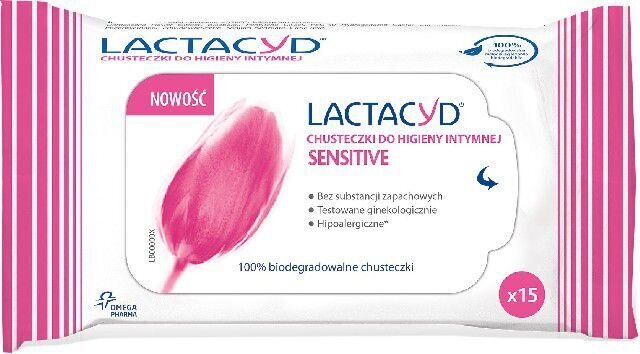 Intiimhügieeni salvrätikud Lactacyd Sensitive Intimate Hygiene, 15 tk. hind ja info | Intiimhügieeni tooted | kaup24.ee