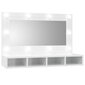 vidaXL peegelkapp kõrgläikega valge LEDiga 90x31,5x62 cm hind ja info | Vannitoakapid | kaup24.ee