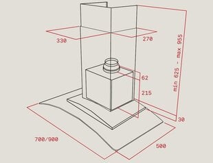 Õhupuhasti Teka NC985 90 cm 807 m3/h 68 dB 286W цена и информация | Вытяжки на кухню | kaup24.ee