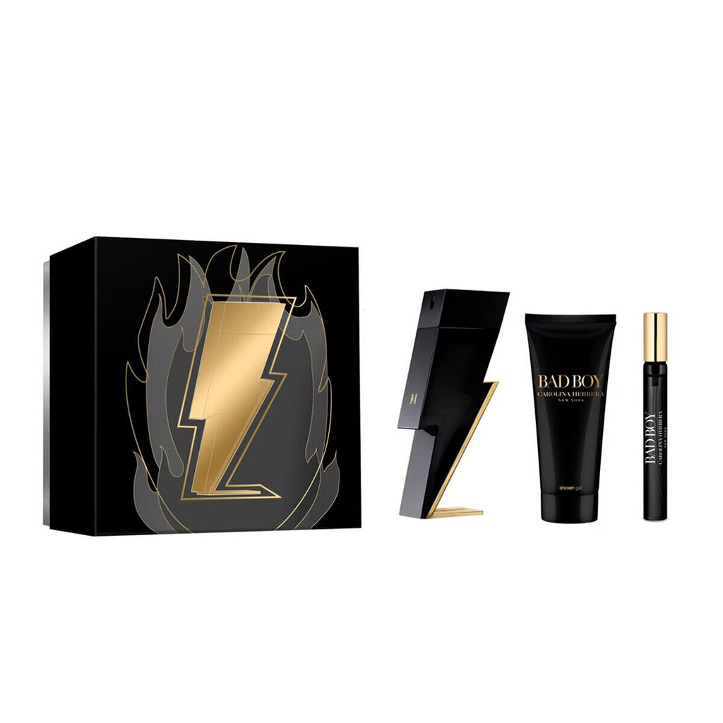 Komplekt Carolina Herrera Bad Boy meestele: tualettvesi EDT, 100 ml + 10 ml + dušigeel, 100 ml цена и информация | Meeste parfüümid | kaup24.ee