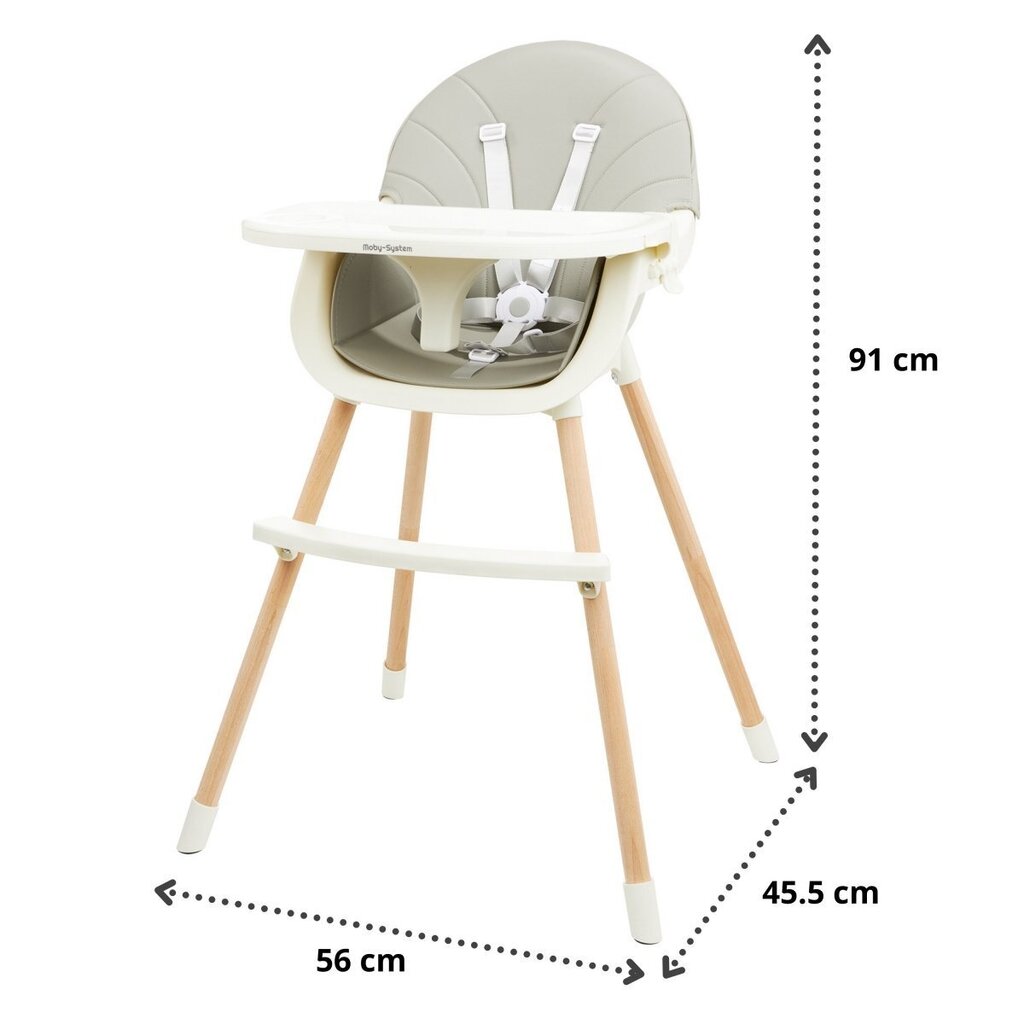 AMELIA söötmistool 3in1 Moby-System, hall цена и информация | Laste söögitoolid | kaup24.ee