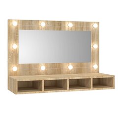 vidaXL peegelkapp Sonoma tamm LEDiga 90x31,5x62 cm hind ja info | Vannitoakapid | kaup24.ee