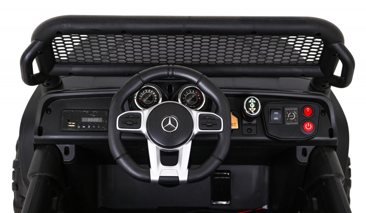 Mercedes Benz Unimog ühekohaline elektriauto, must цена и информация | Laste elektriautod | kaup24.ee