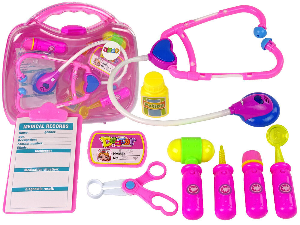 Arstikomplekt kohvris, roosa hind ja info | Arendavad mänguasjad | kaup24.ee