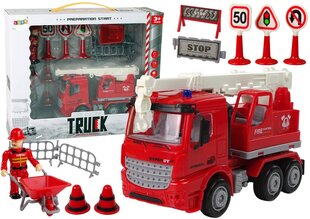 Mänguauto tuletõrjeauto koos liiklusmärkidega цена и информация | Игрушки для мальчиков | kaup24.ee