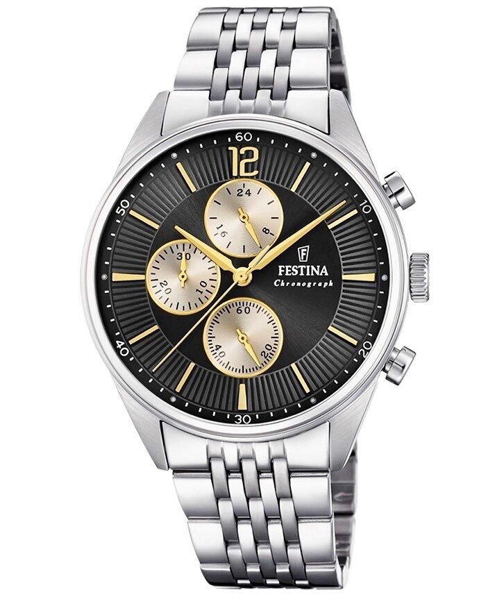 Meeste käekell Festina Chrono Stainless Steel Black hind ja info | Meeste käekellad | kaup24.ee