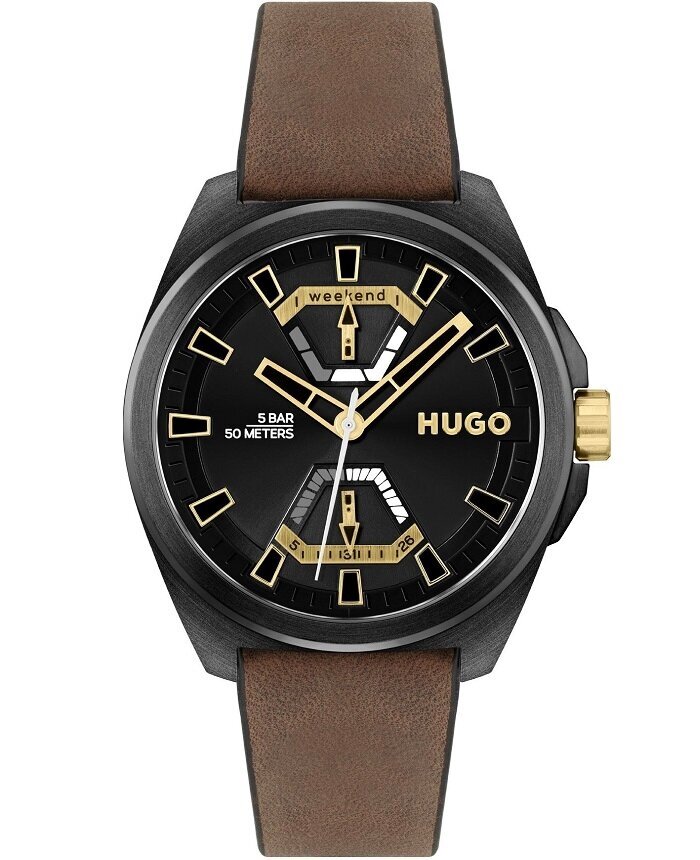 Meeste käekell Hugo Expose Leather Black hind ja info | Meeste käekellad | kaup24.ee