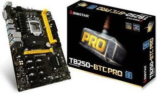 Biostar TB250-BTC PRO Ver. 6.x Intel® B250 LGA 1151 (Socket H4) ATX hind ja info | Emaplaadid | kaup24.ee