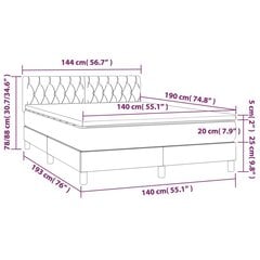 Кровать vidaXL, 140х190 см, серый цена и информация | Кровати | kaup24.ee